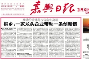 嘉兴日报头版头条点赞！桐乡：一家龙头企业带动一条创新链